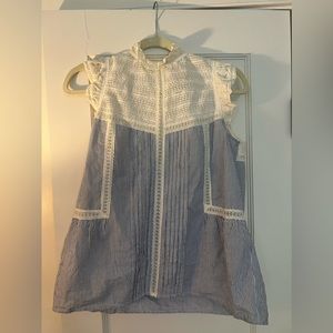 Sezane lace top blouse with stripes